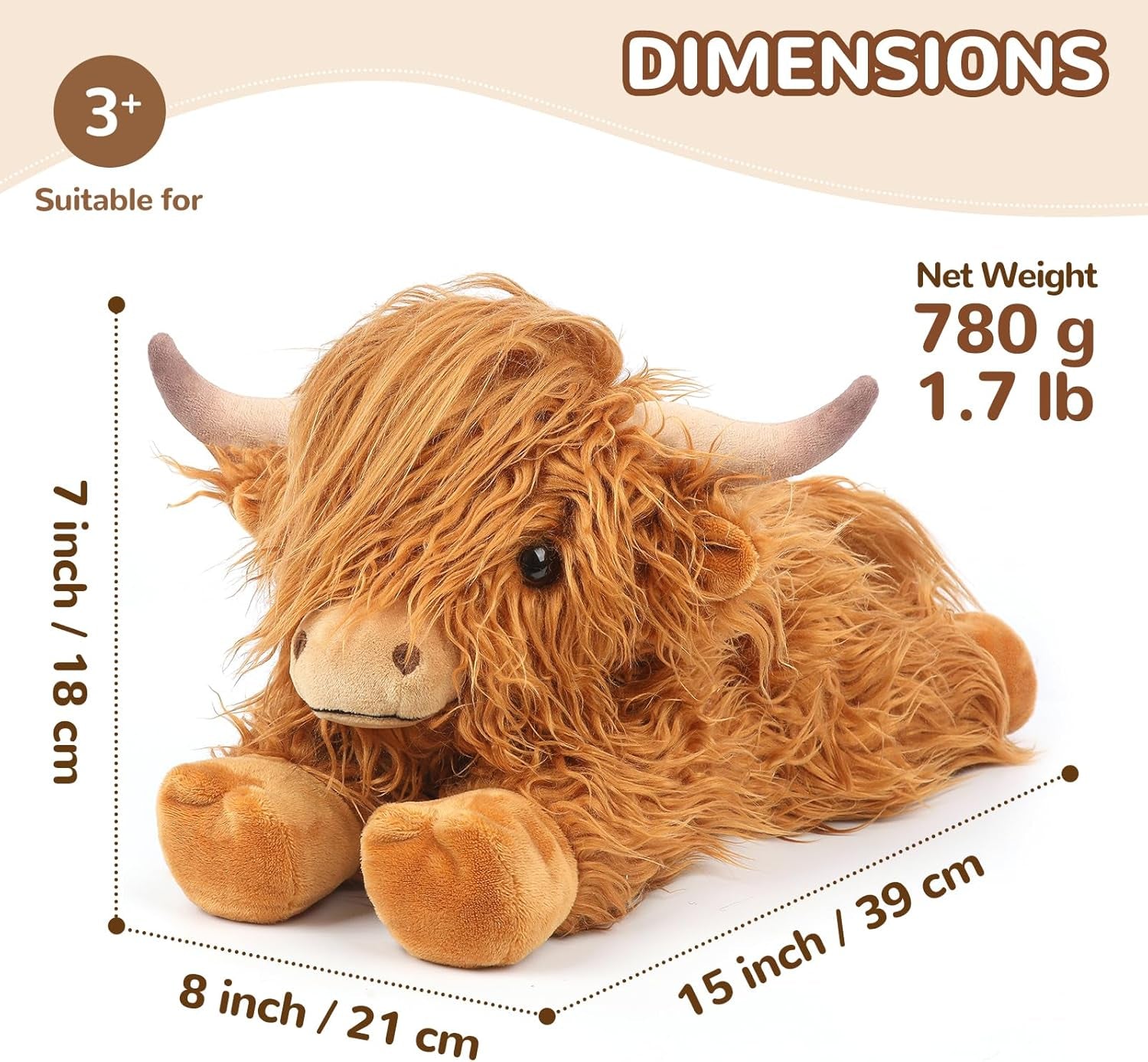 Highland Cow Stuffed Animals, Microwavable Stuffed Animals Heating Pad for Cramps, Pain Stress Relief, Heatable & Coolable Lavender Scented Cow Plush Toy for Anxiety, Women Kid Bedtime Highland Cattle